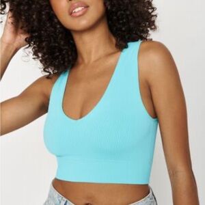 Garage Stella Plunge Tank Top, Turquoise Size small